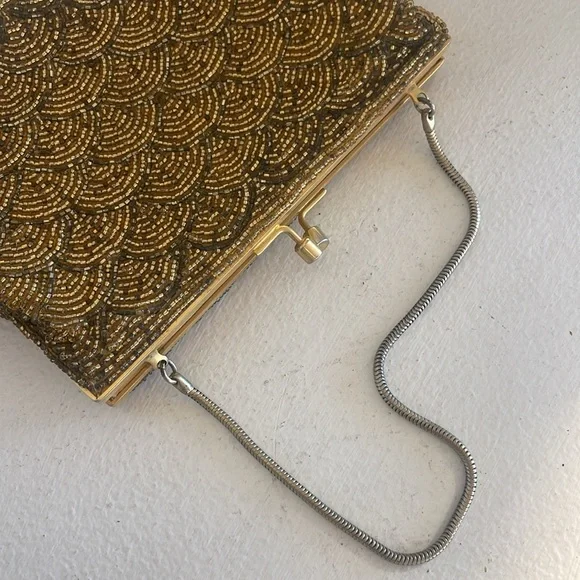 Vintage gold beaded bag. - Picture 5 of 5